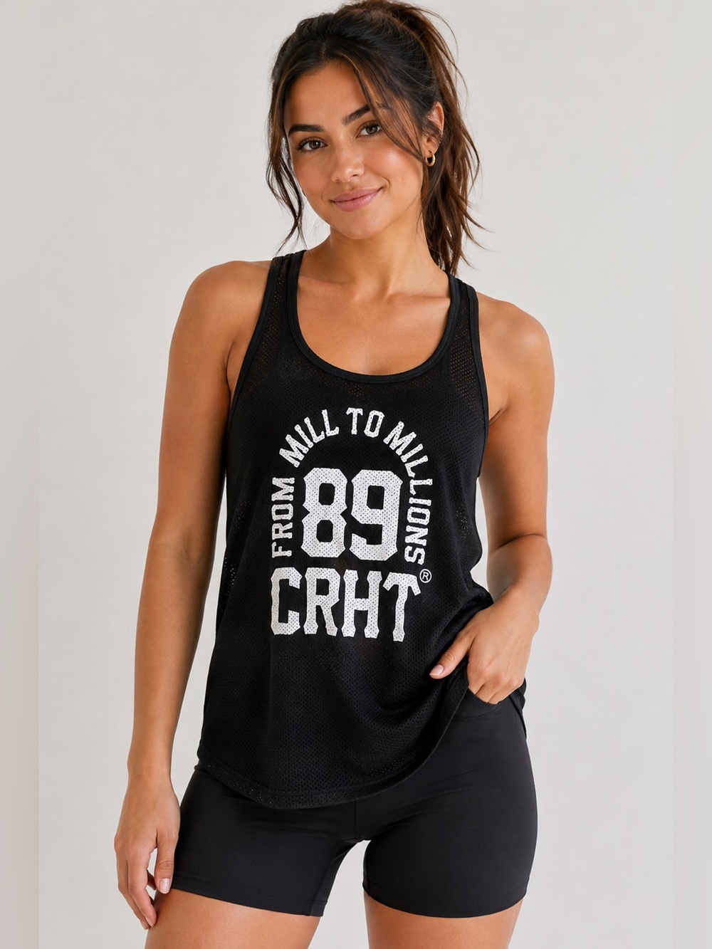 Carhartt Women’s Black Mesh Graphic Athletic Tank Top Size M
